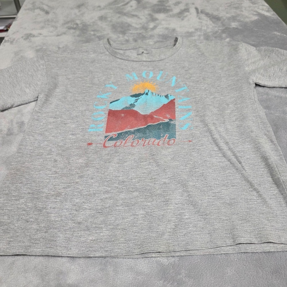 Rocky Mountain-Colorado Gray- cotton T-shirt‎ Youth Medium